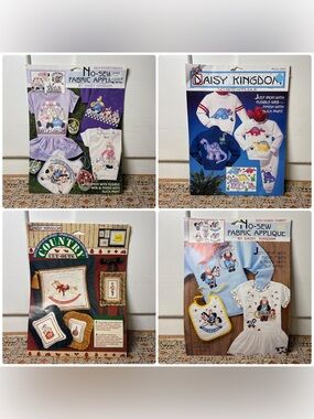 Vintage 90s Daisy Kingdom No Sew Fabric Appliqués Cute Lot of Four